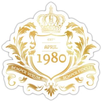 45. Geburtstag Semper Verum - Established 04/1980 - Sticker Größe S (10 x 10 cm) - Mattweiß - Vorne