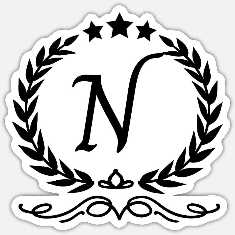 Buchstabe n Krone - Sticker Größe S (10 x 10 cm) - Mattweiß