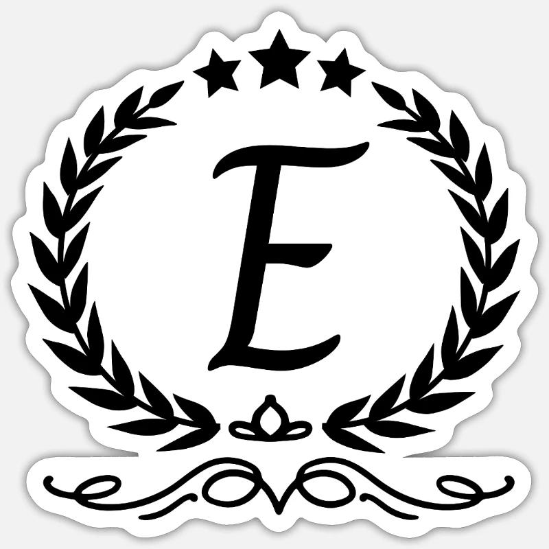 Letter e crown - Sticker size S (10 x 10 cm) - white matte