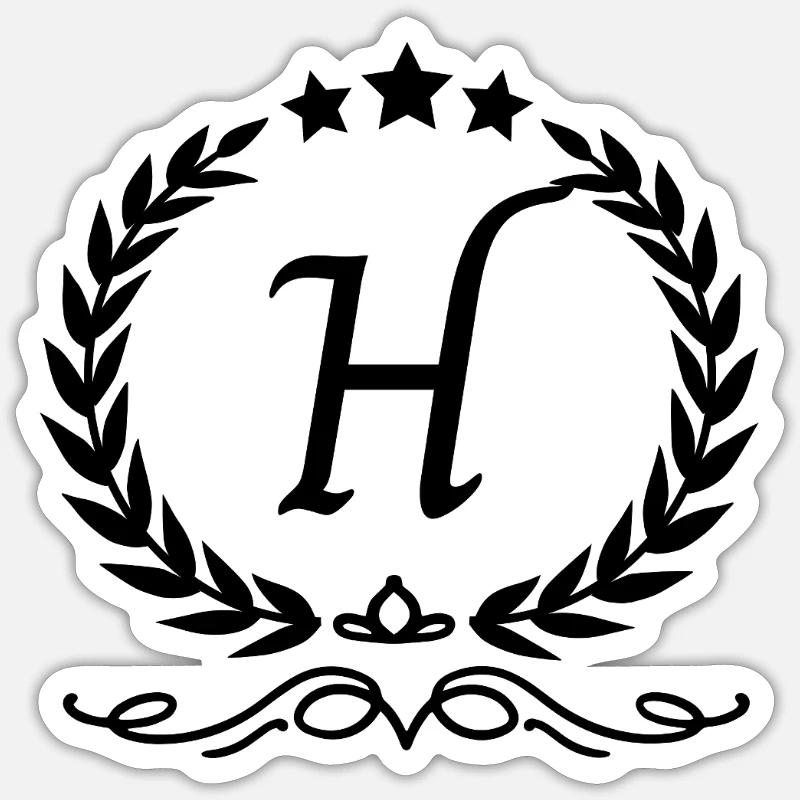 Buchstabe h Krone - Sticker Größe S (10 x 10 cm) - Mattweiß