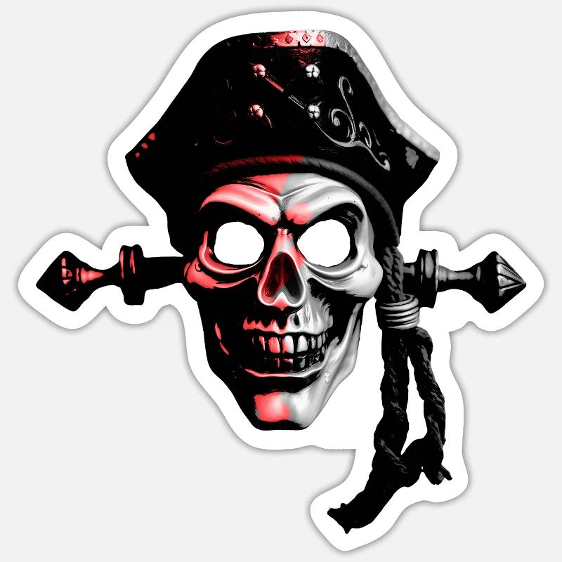Pirat Comicart Red - Sticker Größe S (10 x 10 cm) - Mattweiß
