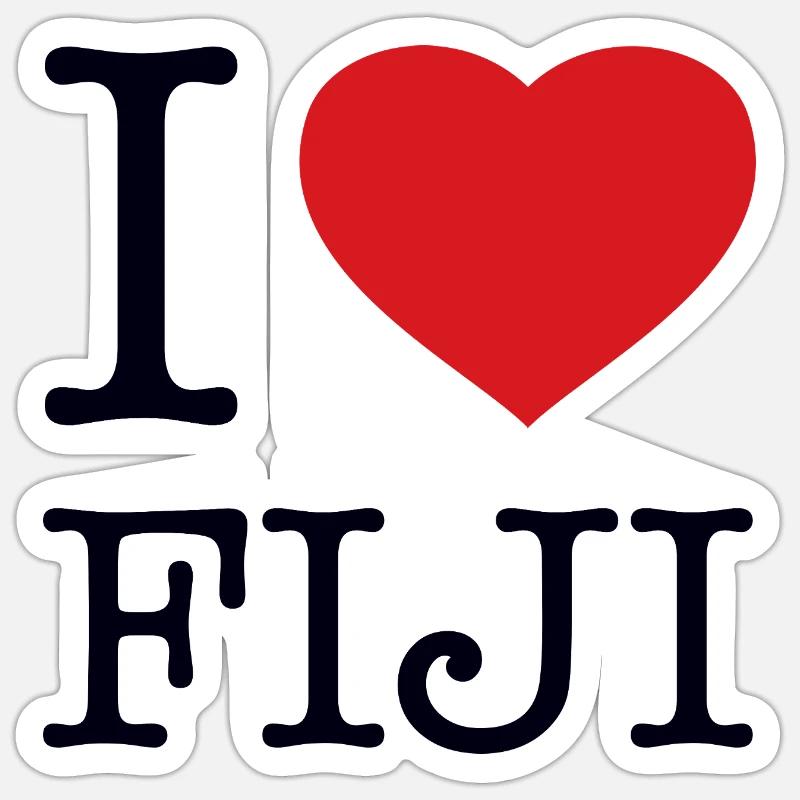 J’ADORE LES FIDJI - Sticker taille S (10 x 10 cm) - blanc mat