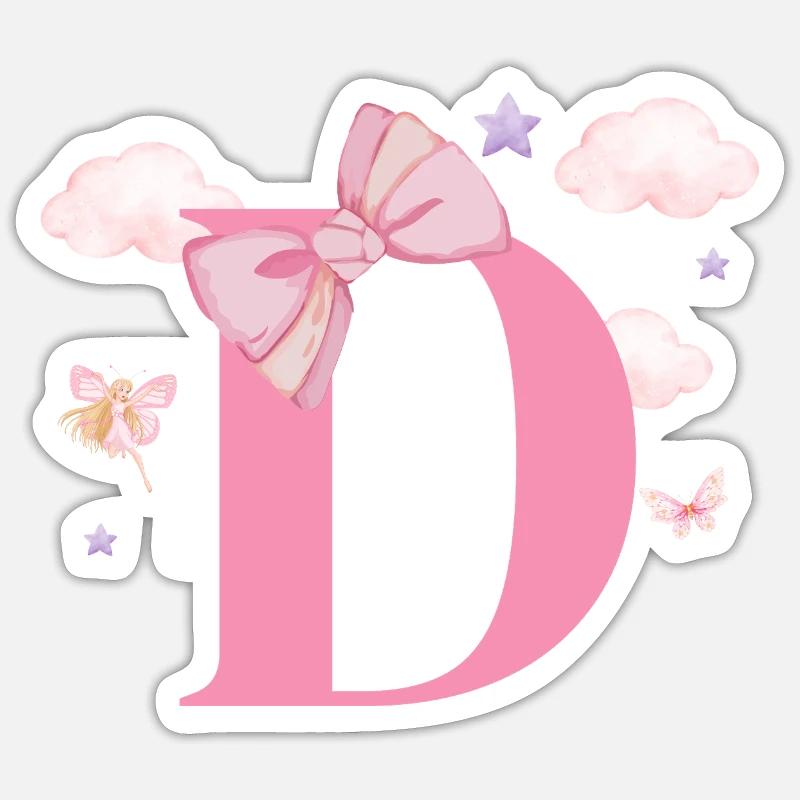 Pink Letter D Clouds - Sticker size S (10 x 10 cm) - white matte