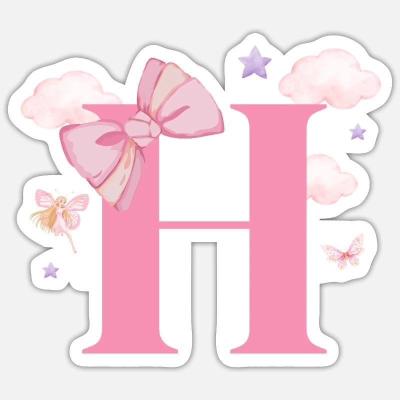 Buchstabe h rosa Wolken - Sticker Größe S (10 x 10 cm) - Mattweiß
