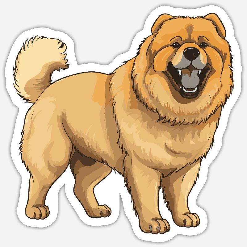 Chow Chow Chien - Sticker taille S (10 x 10 cm) - blanc mat