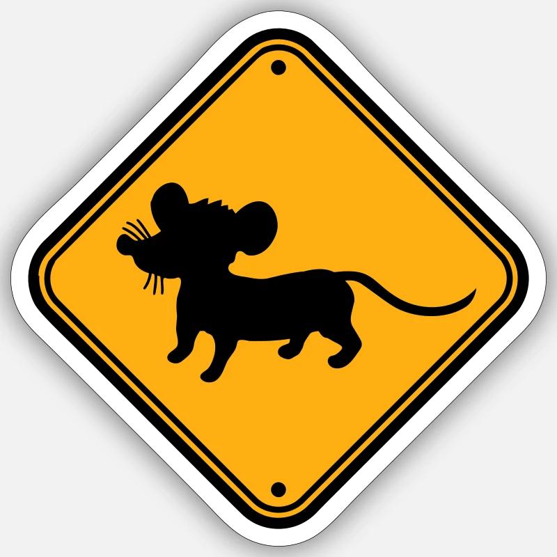 Evil Mouse Shield Warning Caution Caution Danger Sticker size S (10 x 10 cm)