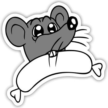 Souris grosse saucisse manger faim saucisse grillades - Sticker taille S (10 x 10 cm) - blanc mat - Devant