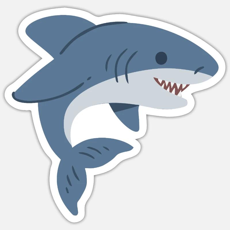 requin mignon - Sticker taille S (10 x 10 cm) - blanc mat
