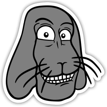 Lapin Lapin Drôle Visage Grimace Sourire - Sticker taille S (10 x 10 cm) - blanc mat - Devant
