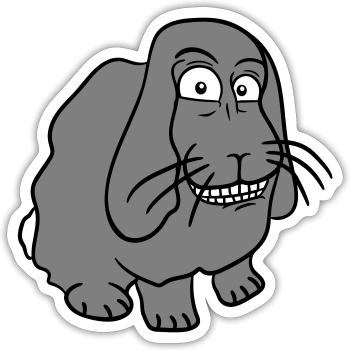 Lapin Lapin Drôle Visage Grimace Sourire - Sticker taille S (10 x 10 cm) - blanc mat - Devant