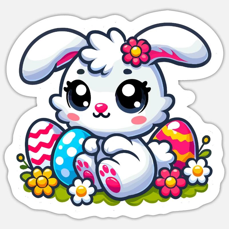 Sweet Bunny - Easter with Eggs Sticker size S (10 x 10 cm)