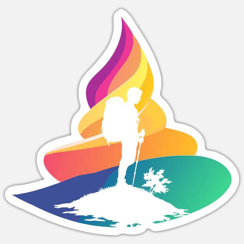 Wanderung Wanderer - Sticker Größe S (10 x 10 cm) - Mattweiß