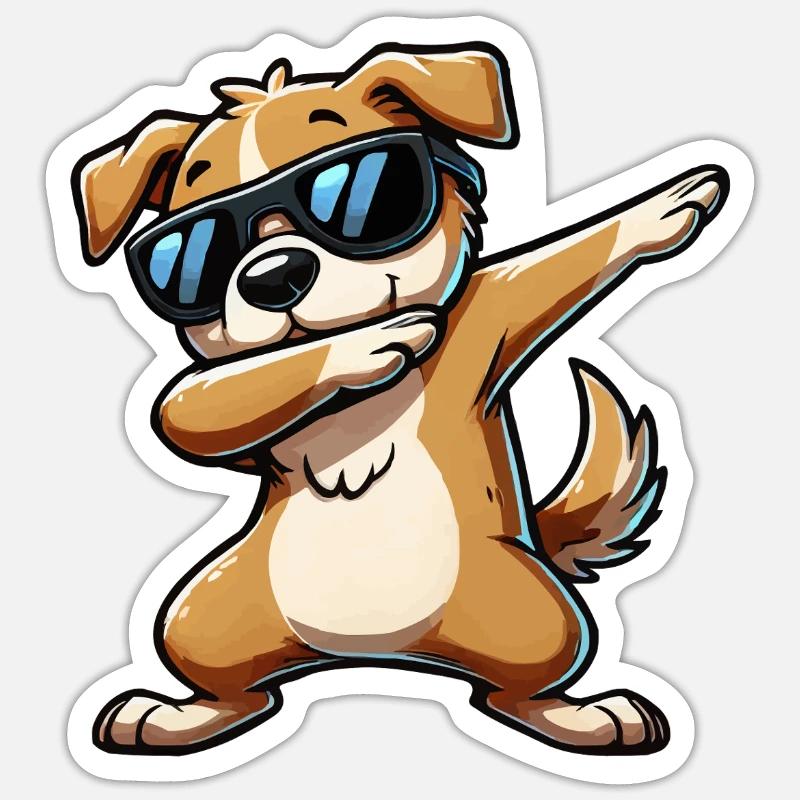 hund dabbing comic - Sticker Größe S (10 x 10 cm) - Mattweiß