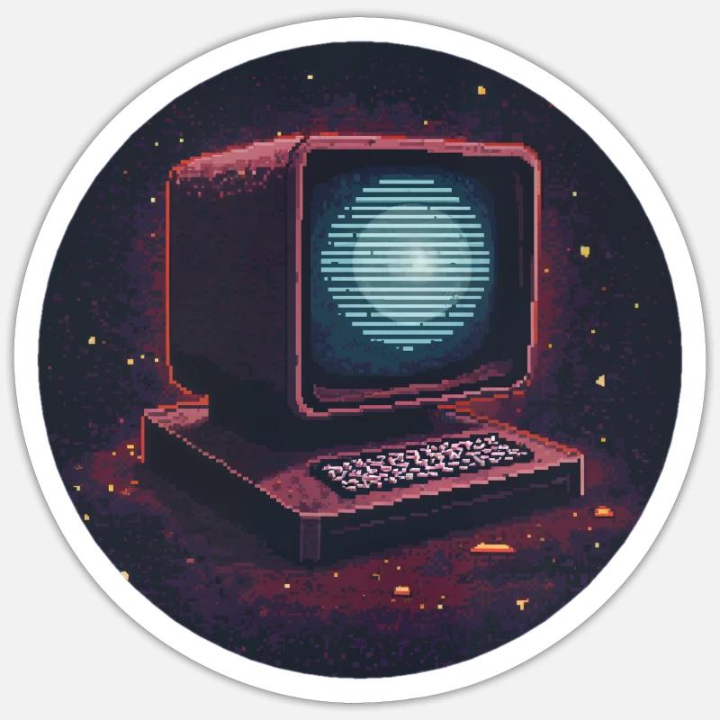 Pixel computer - Sticker size S (10 x 10 cm) - white matte