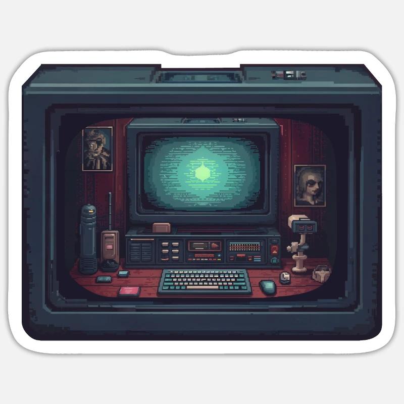 Computer im Computer - Sticker Größe S (10 x 10 cm) - Mattweiß