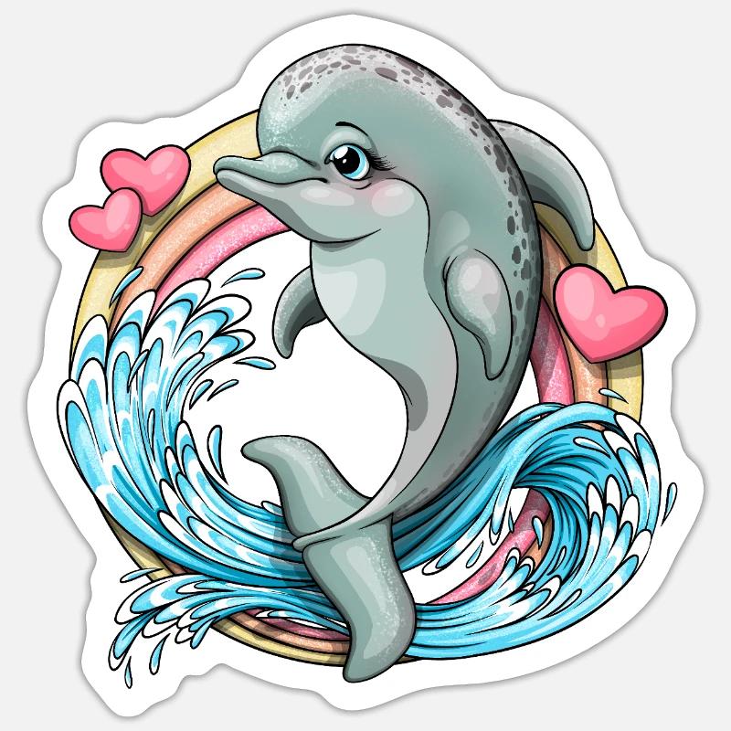 Delfin - Sticker Größe S (10 x 10 cm) - Mattweiß
