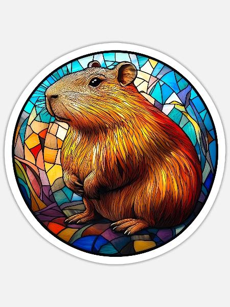 Mosaique Vitrail Capybara - Sticker størrelse S (10 x 10 cm) - mat hvid