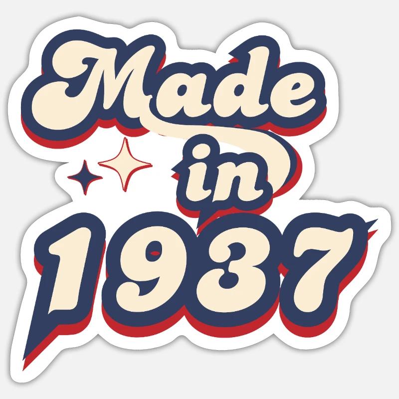Made in 1937 retro - Sticker taille S (10 x 10 cm) - blanc mat