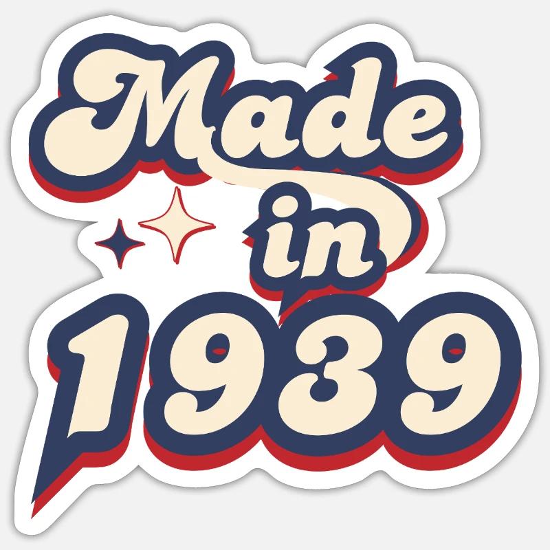 Made in 1939 retro - Sticker taille S (10 x 10 cm) - blanc mat