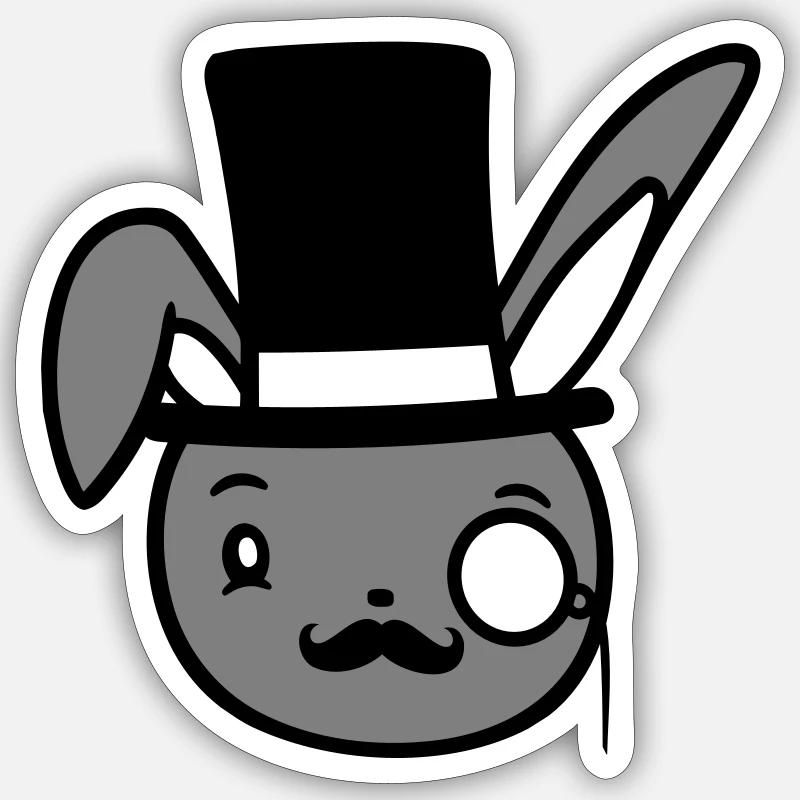 Mr. Bunny Gentleman Top Hat Monocle Glasses Sticker size S (10 x 10 cm)