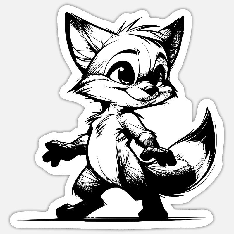 Clever Fox Sly Fox Drawing Sketch Sticker size S (10 x 10 cm)