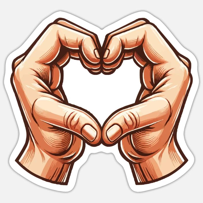 hands hand heart - Sticker size S (10 x 10 cm) - white matte