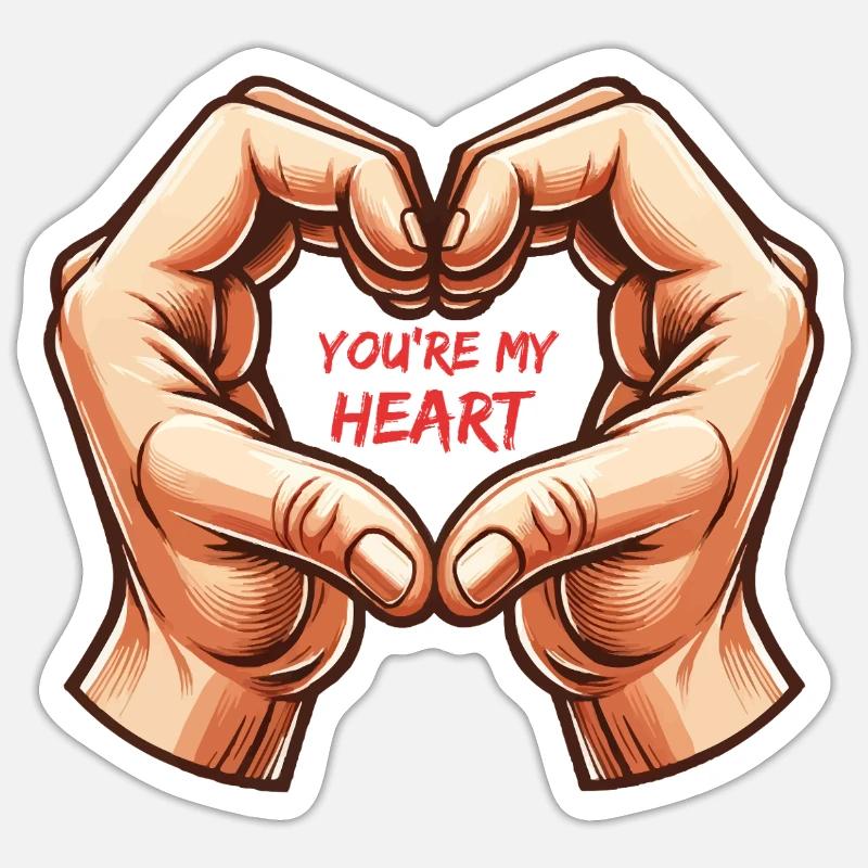 mains main coeur - Sticker taille S (10 x 10 cm) - blanc mat