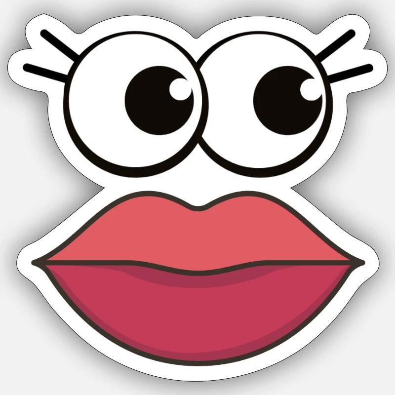Comic face with beautiful lips Sticker size S (10 x 10 cm)