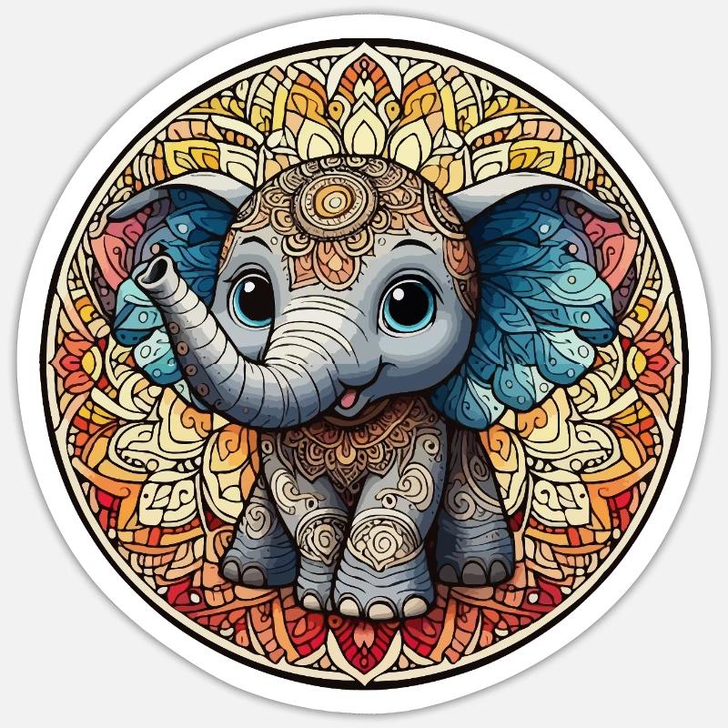 Indisches Mantra Elefant junior - Sticker Größe S (10 x 10 cm) - Mattweiß