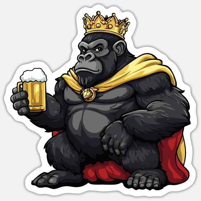 Gorilla Beer Funny - Sticker taille S (10 x 10 cm) - blanc mat