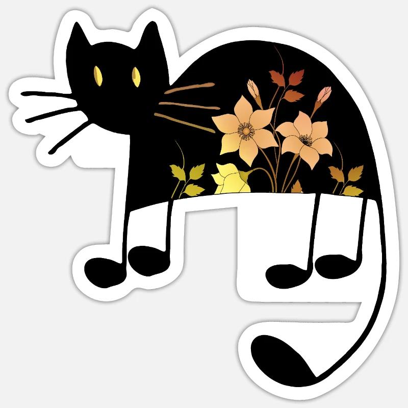 Chat - Sticker taille S (10 x 10 cm) - blanc mat