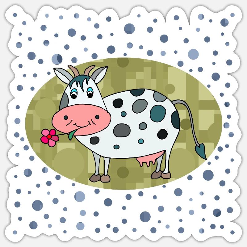 Vache - Sticker taille S (10 x 10 cm) - blanc mat