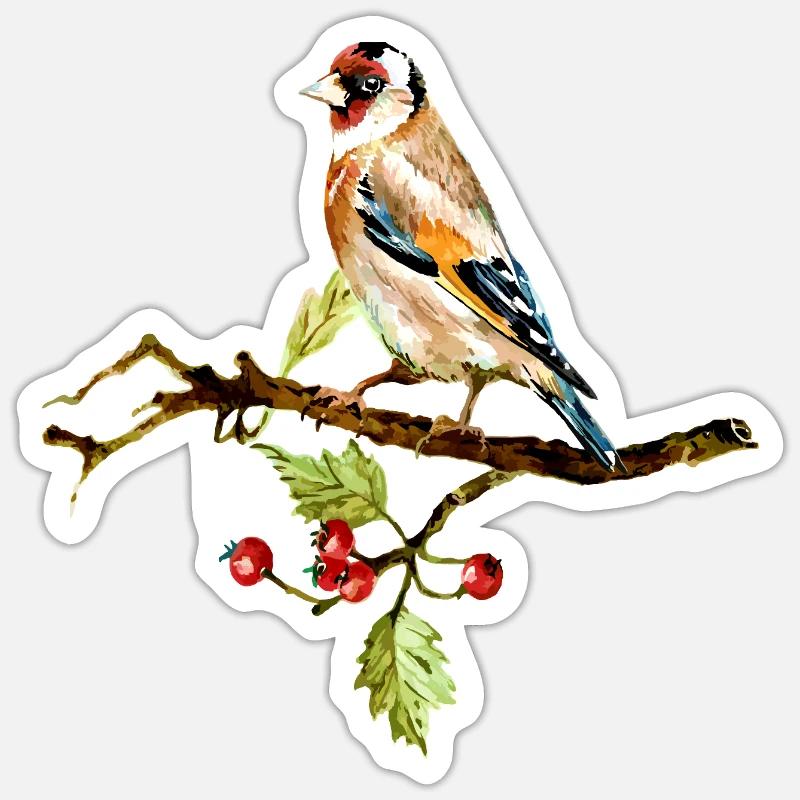 Bunter Vogel - Sticker Größe S (10 x 10 cm) - Mattweiß