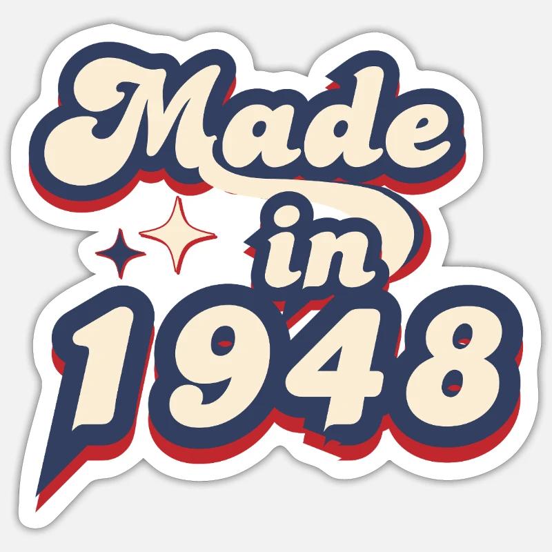 Made in 1948 retro - Sticker taille S (10 x 10 cm) - blanc mat