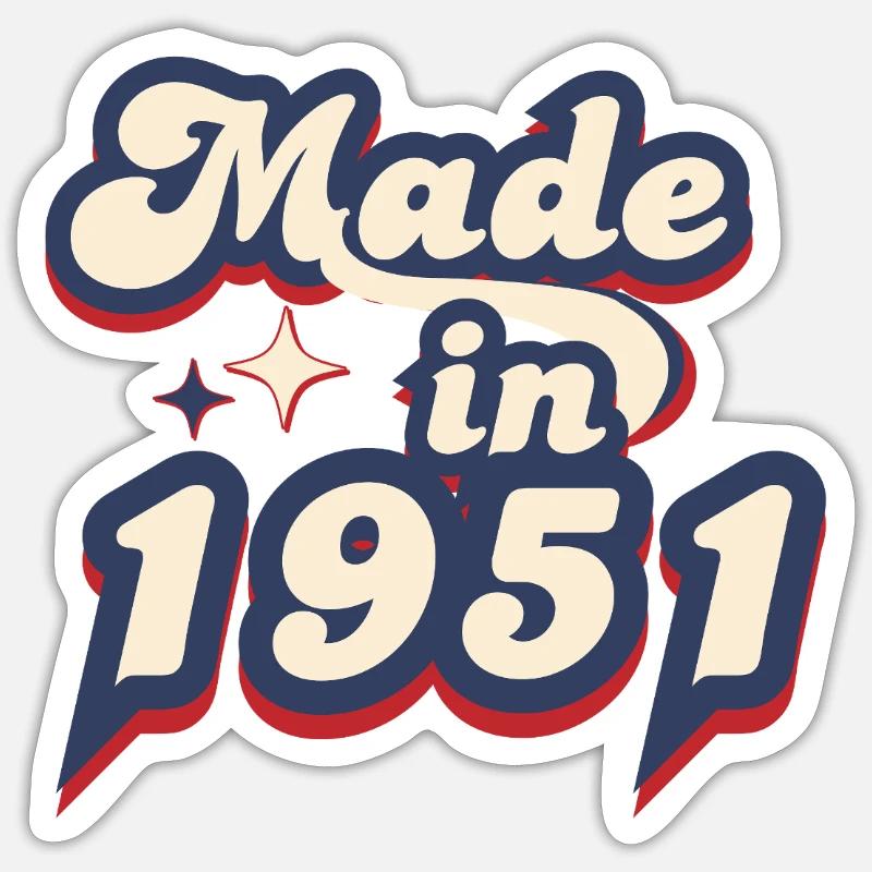 Made in 1951 retro - Sticker taille S (10 x 10 cm) - blanc mat