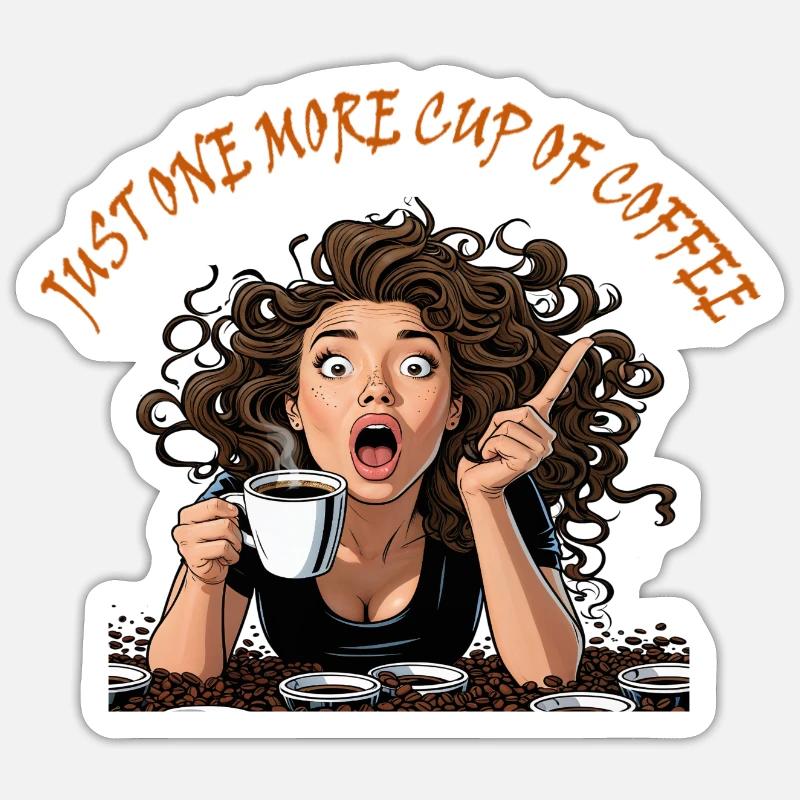 Nur eine weitere Tasse Kaffee - Sticker Größe S (10 x 10 cm) - Mattweiß
