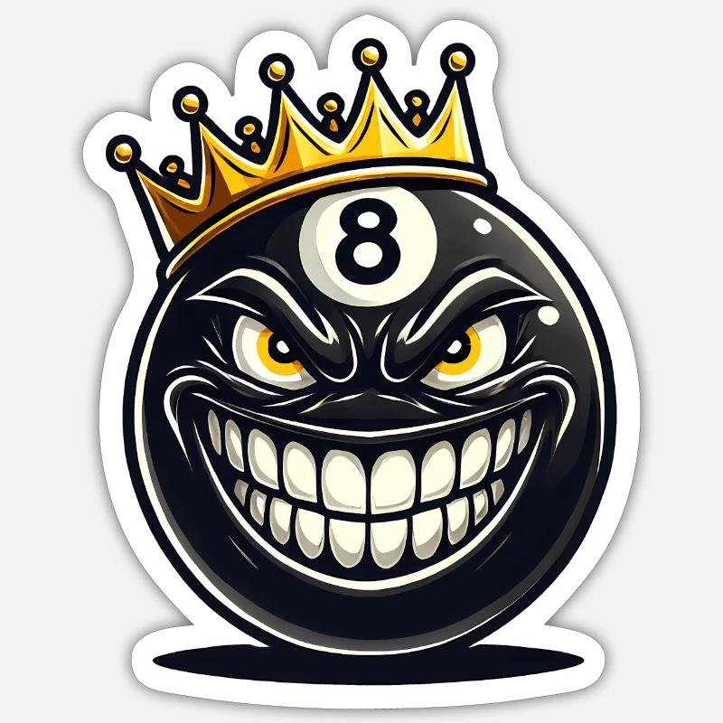 Roi du billard - Sticker taille S (10 x 10 cm) - blanc mat