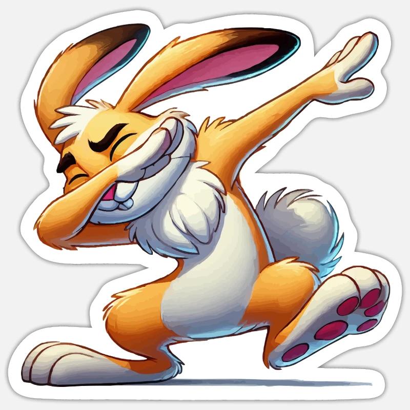 hase dabbing comic - Sticker Größe S (10 x 10 cm) - Mattweiß