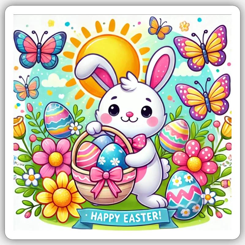 Happy Easter Bunny Sticker size S (10 x 10 cm)