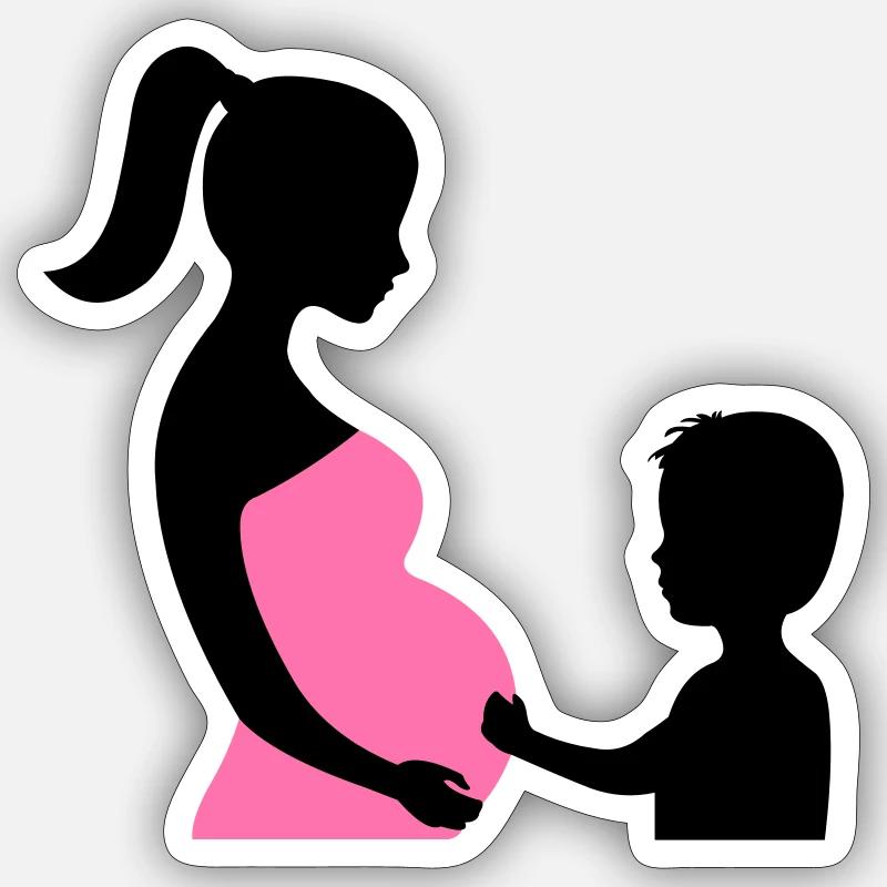 Schwanger mit Sohn - Sticker Größe S (10 x 10 cm) - Mattweiß