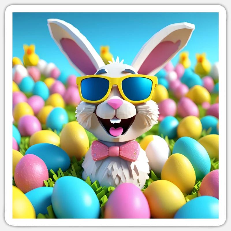 pâques, joyeuses pâques, easter - Sticker taille S (10 x 10 cm) - blanc mat