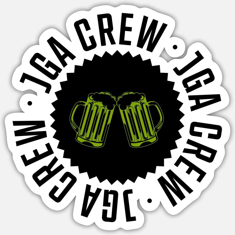 jga crew bier - Sticker Größe S (10 x 10 cm) - Mattweiß