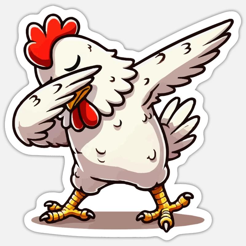 dabbing huhn - Sticker Größe S (10 x 10 cm) - Mattweiß
