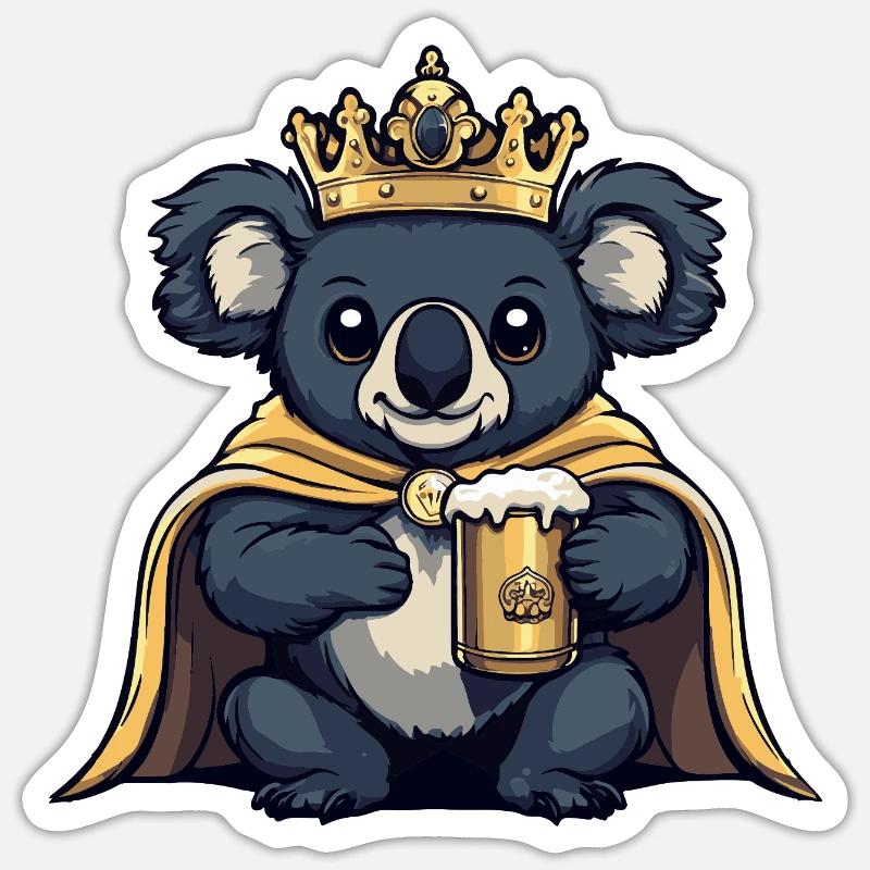 Koala Bier Lustig - Sticker Größe S (10 x 10 cm) - Mattweiß