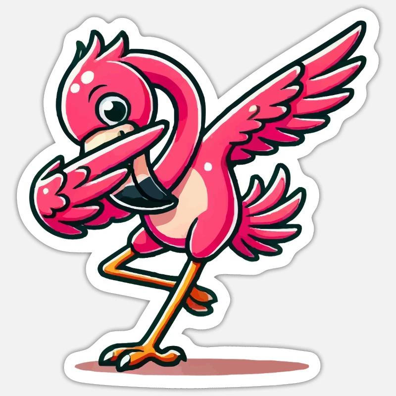flamingo comic Sticker Größe S (10 x 10 cm)