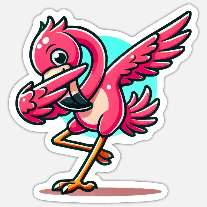 flamingo comic - Sticker Größe S (10 x 10 cm) - Mattweiß