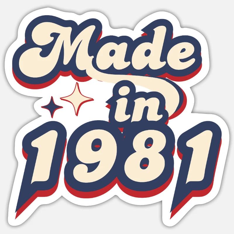 Made in 1981 retro - Sticker taille S (10 x 10 cm) - blanc mat