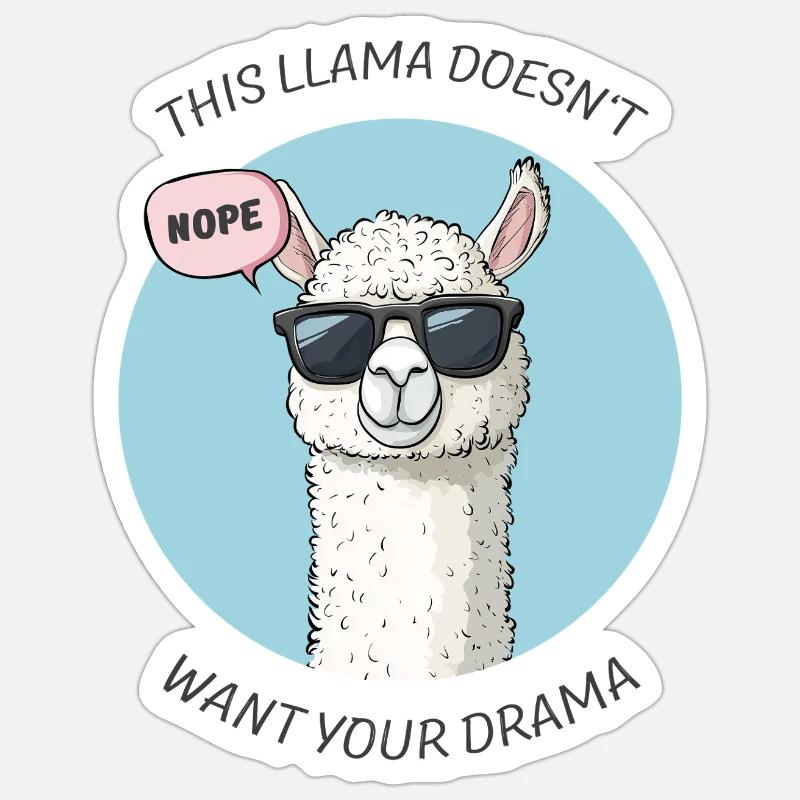 Drame Lama sans drame - Sticker taille S (10 x 10 cm) - blanc mat