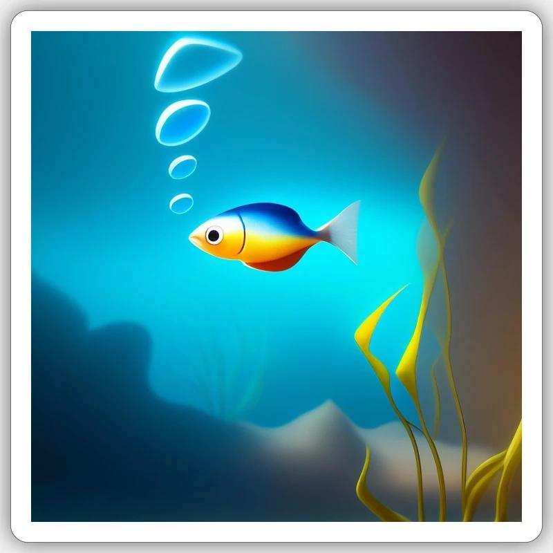Poisson - Sticker taille S (10 x 10 cm) - blanc mat