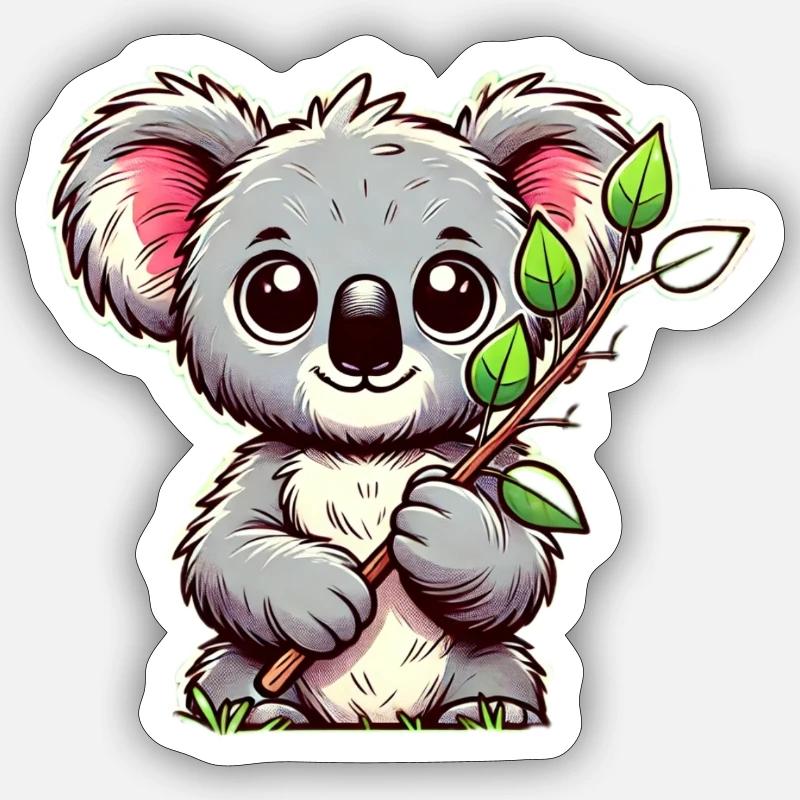 Koala with eucalyptus - Sticker size S (10 x 10 cm) - white matte